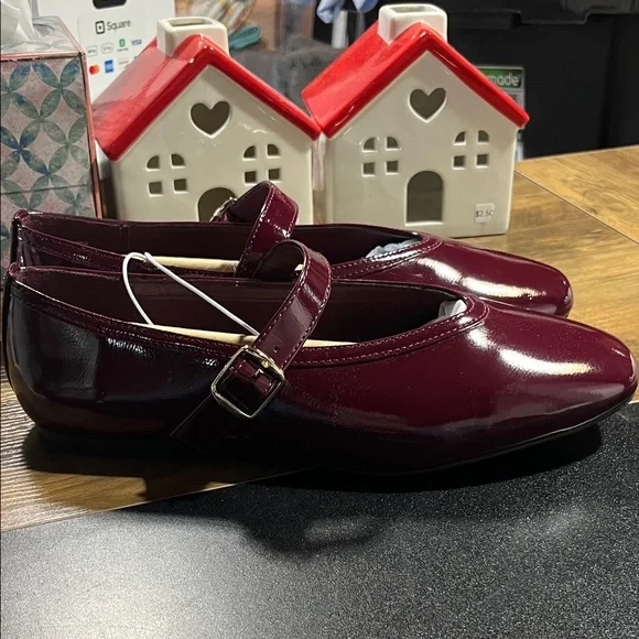 a new day Burgundy Patent Leather Mary Jane Flats - Picture 2 of 5